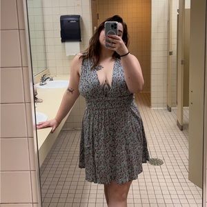 India Boutique Blue/Pink Floral Dress Large